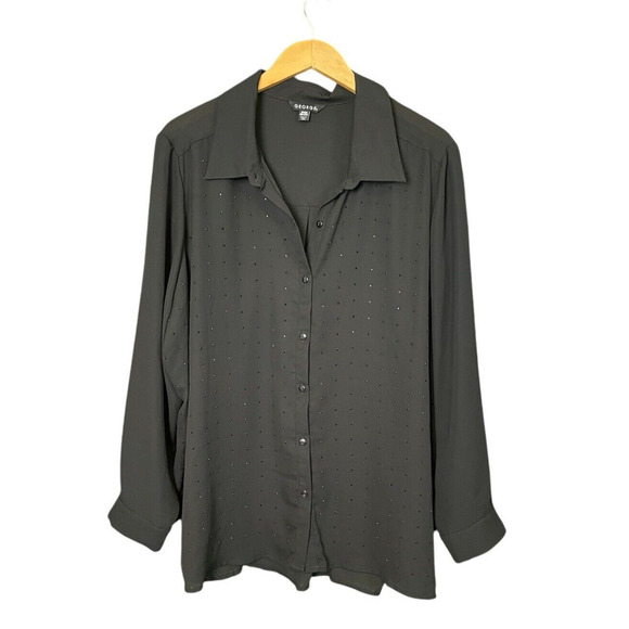 George Black Sheer Blouse Sparkly Women Size 3X NWT Flowy Dark Romantic Y2k NWT - Picture 9 of 13